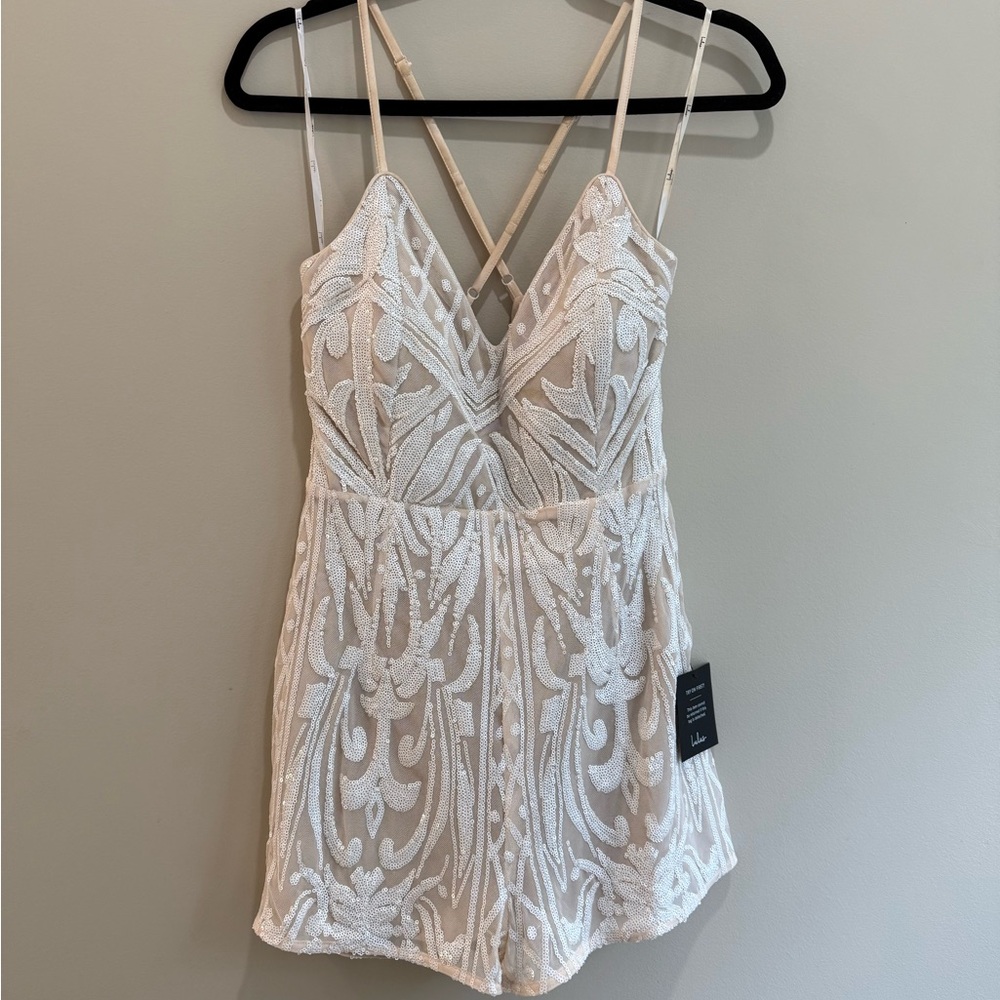 NWT Lulu's white sequin romper perfect for bride!!